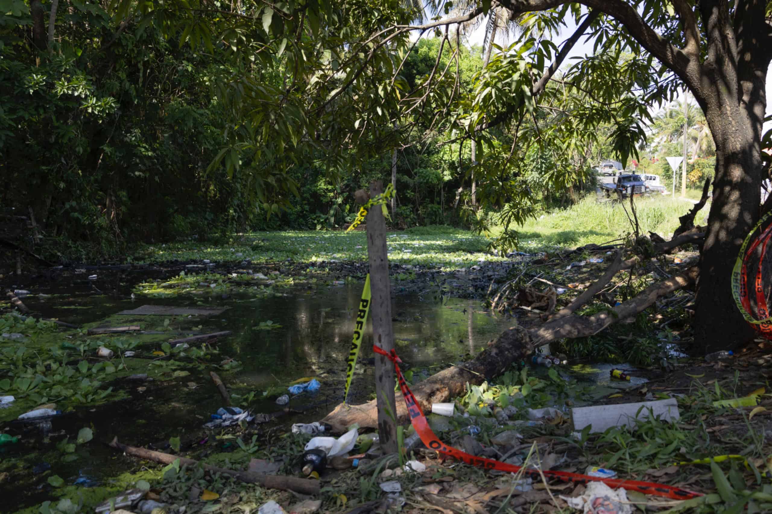 Escena del accidente en la 6 de Noviembre.